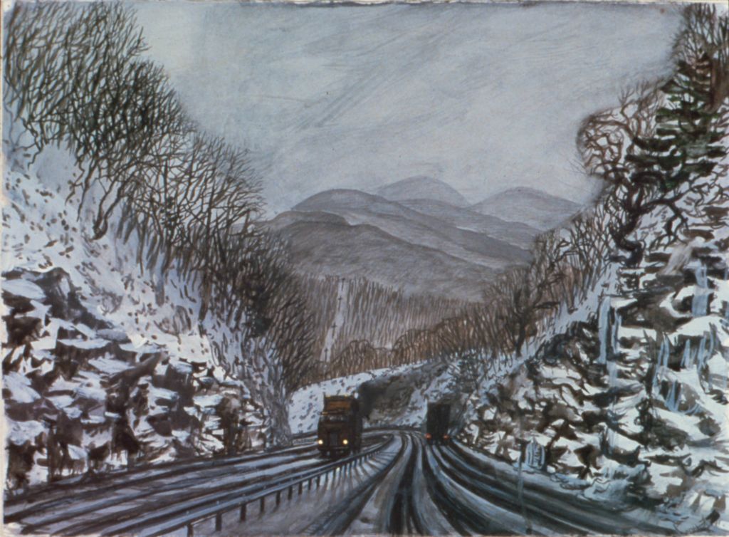 1986, gouache on paper, 22 x 30 in. (Collection: Naomi Crain)
