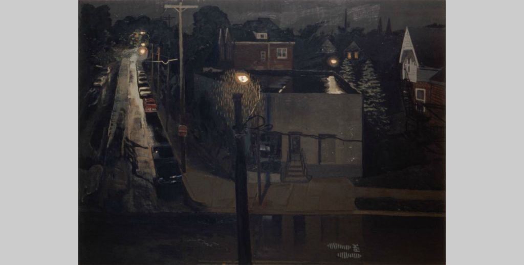 1989, casein and oil on wood panel, 66 x 48 in. (Collection: Friends of Art for the Pittsburgh Public Schools)