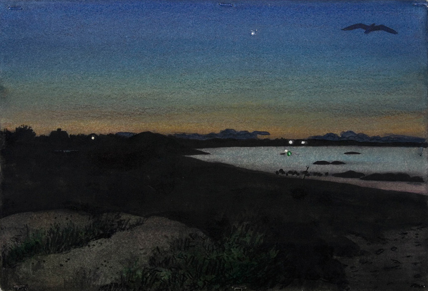 2006, watercolor, gouache and colored pencil, 9 x 13 in. (Collection: William Real & Pamela Geary)