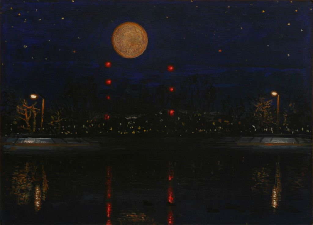 2009, gouache on black matboard,  6.5 x 9 in. (Collection: Tavia La Follette and Gary Huck)