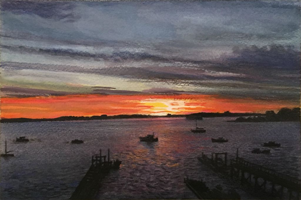 2016, watercolor, gouache and colored pencil, 6 ½ x 9 ½ in. (Collection: Bill and Patty Zimmerman)
