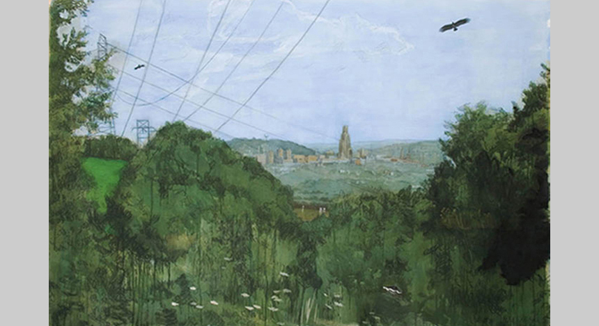 2005, gouache, colored pencil, charcoal, pastel & graphite, 59 ½ x 88 in.