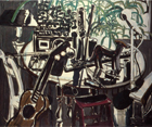 Music Table #1, 1979, oil on canvas, 39 x 47 in., collection: Private
