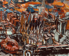 Rooftop Dreams, 1973, oil on canvas, 40 x 50 in., collection: Private