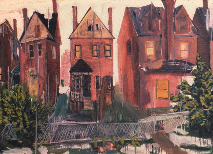 Backyard Black Street, 1979, oil on canvas, 41 x 56 in., collection: William F. Cornell