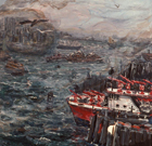 The Fireboat, 1976, oil on canvas, 54 x 54 in., collection: B. Owen Williams