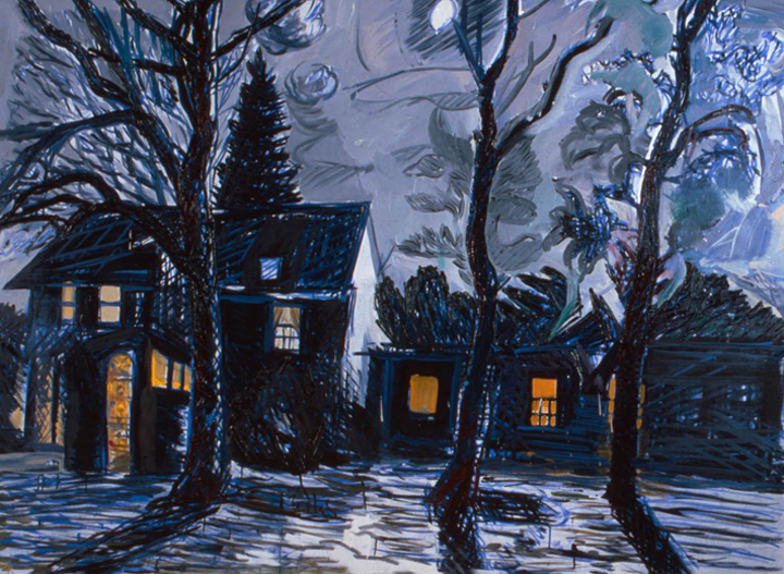 West Deer Farmhouse, 1984, oil on canvas, 56 x 75 in., collection: William F. Cornell