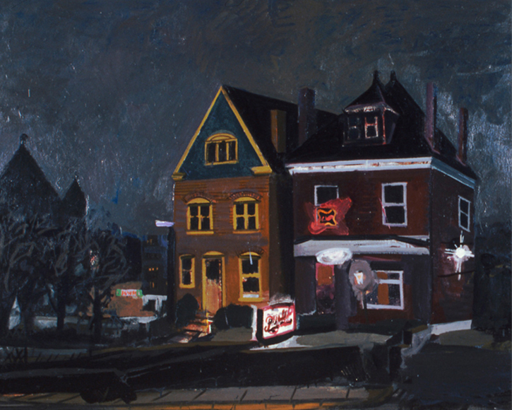 Priscilla’s Lounge, 1983, oil on canvas, 43 x 53 in., collection: Private