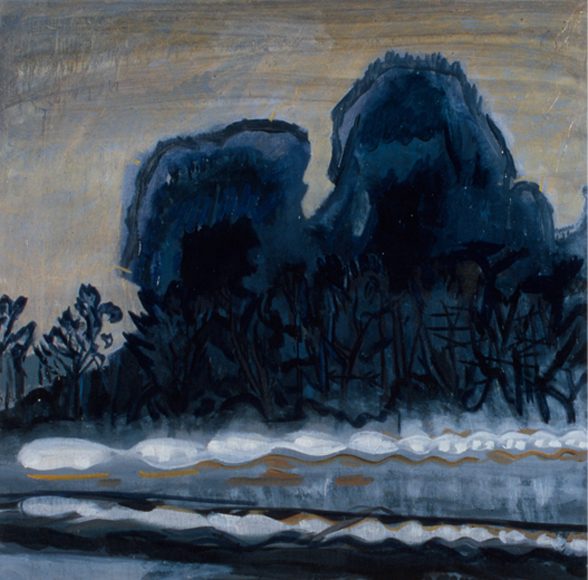 PA Turnpike #3, 1983, oil on canvas, 44 x 44 in., collection: Berkman, Russland, Pohl & Lieber
