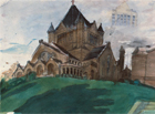 First Methodist Church, 1984, watercolor, 22 x 30 in., collection Rev. Renee Waun