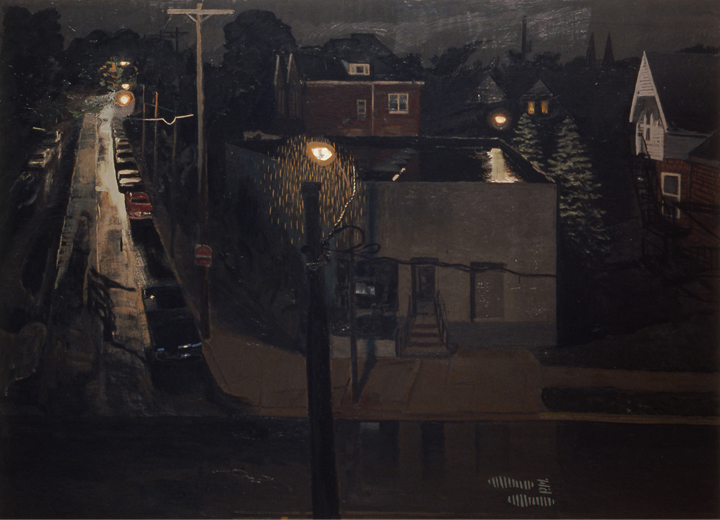 June Rain, 1989, casein and oil on wood, 66 x 48 in., collection: Friends of Art for the Pittsburgh Public Schools