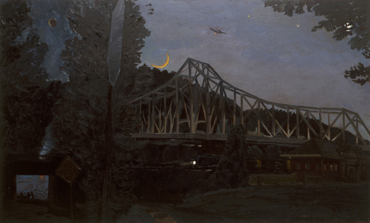 Sewickley Bridge, 1989, oil on canvas, 45 x 74 in., collection: Meyer, Unkovic & Scott