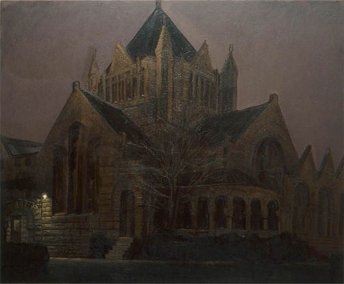 Church, 1990, oil on canvas, 59 x 70 ½ in., collection: Vivienne Radkoff 