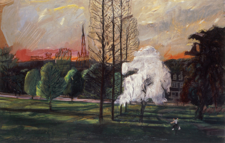 Boy in the Park, 1987, oil on canvas, 55 x 85 in., collection: Mr. and Mrs. Ward Mooney