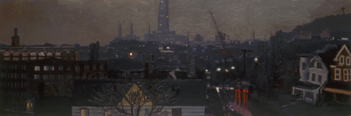 Winebiddle Street, 1986, oil on canvas, 33 x 99 in., collection: Western Pennsylvania Hospital