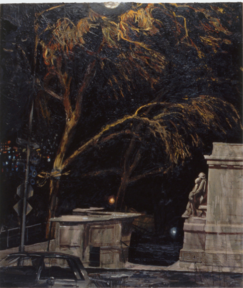 Riverside Drive, 1987, oil on shaped canvas, 72 x 61 in., collection: William F. Cornell