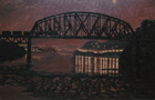 Railroad Bridge, 1988, oil on canvas, 41 x 65 ½ in., collection: Streeter Holden