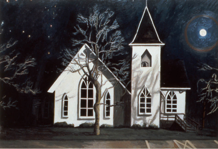 Church at Westport Point, 1992, oil on canvas, 40 x 63 in., collection: Mr. and Mrs. Ward Mooney