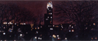 Oakland at Night, 1994, gouache and colored pencil, 4 x 9 ½ in., collection: Joseph Kelly