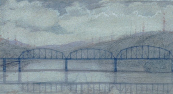 Near Aspinwall, 1995, watercolor, gouache and colored pencil, 6 ¼ x 11 ¼ in.