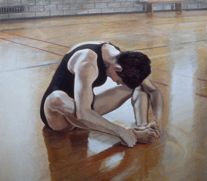 Laurie in the Gym, 1994, oil on canvas, 40 x 45 in.