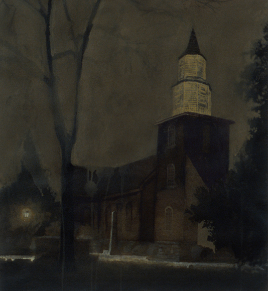 Bruton Church (Study), 1996, watercolor and gouache, 17 x 15 ½ in.