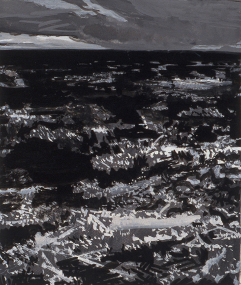 From the Air, 1996, gouache (black and white), 9 x 7 in.