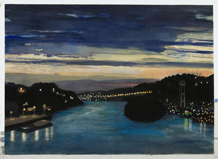 I Live Near the River (Study), 1996, watercolor and gouache, 14 ½ x 19 ½ in., collection: Private