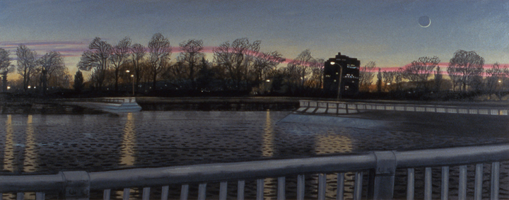 The Reservoir, 1999, oil on canvas, 25 x 64 in., collection: Private