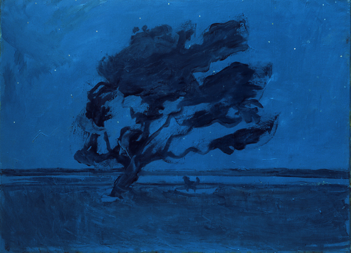 Streeter’s Tree, 1986, oil on silk, 32 x 43 in.
