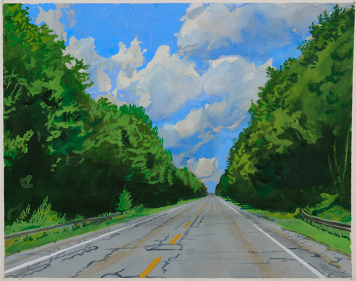 The Highway (Study), 2008, watercolor and gouache, 10 ½ x 13 in. 