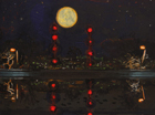 Reservoir Twins (Study #1), 2010, gouache on black matboard, 5 ½ x 7 ½ in.