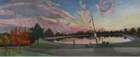 Reservoir / Election Day 2008 #4, 2010, watercolor, gouache and colored pencil, 19 ½ x 48 in.