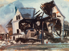 Demolition, 1981, watercolor and gouache, 22 x 30 in. (collection: R. Weis)