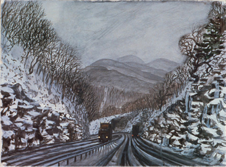 Back to Pittsburgh, 1986, gouache, 22 x 30 in. (collection: Naomi Crain) 