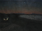 Daybreak at the Harbor, 2006, watercolor, gouache, colored pencil, charcoal and pastel on paper, 32 ½ x 47 ½ in.