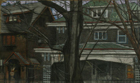 Neighbors, 2007, watercolor, gouache and colored pencil, 14 x 24 in. 
