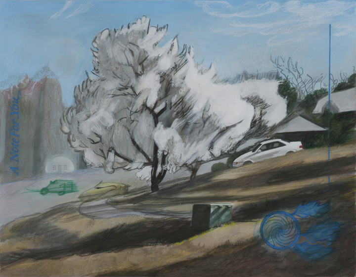 A Note For You, 2012, watercolor, gouache and colored pencil, 17 X 22 in.