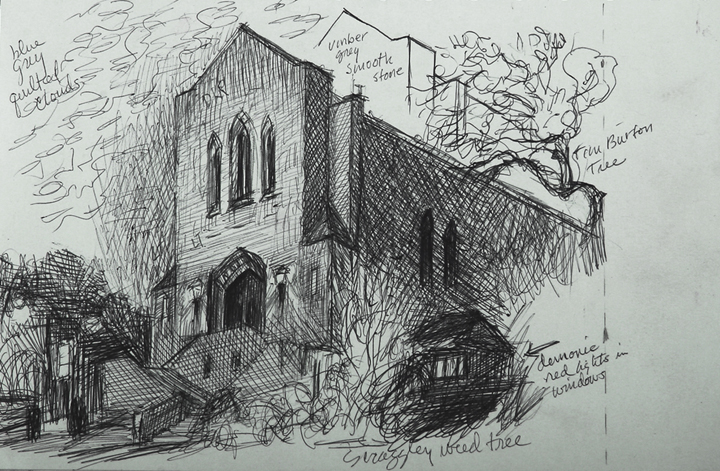 Sunday Night (original study), 2012, ballpoint pen, 5 ½ X 8 ¼ in.